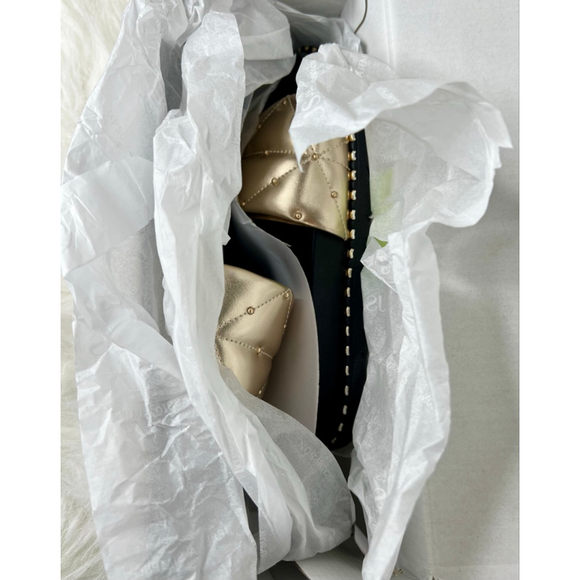 Women's Jessica Simpson Gold Quilted Studded Slide Sandals Size 5.5 - Picture 8 of 9